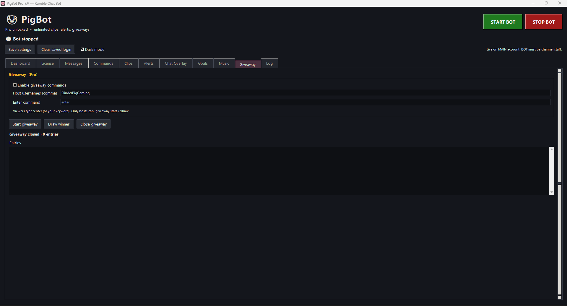 Giveaway tab